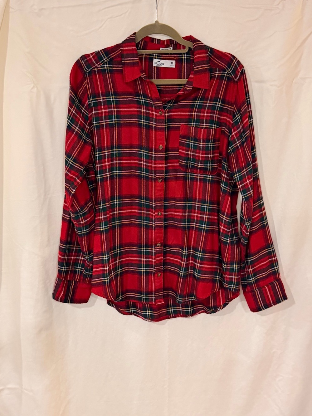 Hollister Red Green Plaid Button-Down Shirt